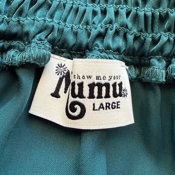 Show me Your Mumu Brittany Satin Maxi Dress Womens Size L Dark Emerald Holiday - Picture 6 of 9